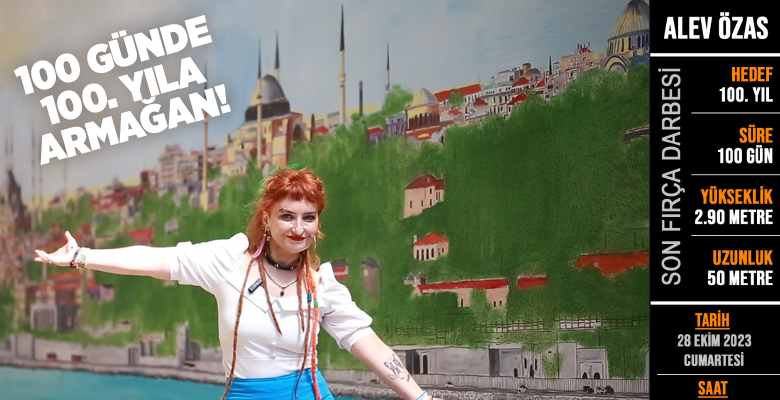Guinness rekorlar kitabına aday DEV İSTANBUL tablosunda final yapıldı. Ressam